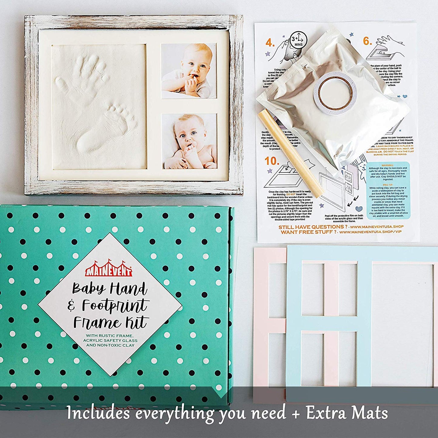 Baby Footprint Kit and Handprint Kit, 3 Month Old Baby Must Have, New Baby Hand Foot Print Kit Baby Keepsake Gift Baby Feet Print Baby Frame Baby Hand Footprint Frame Baby Handprint Kit
