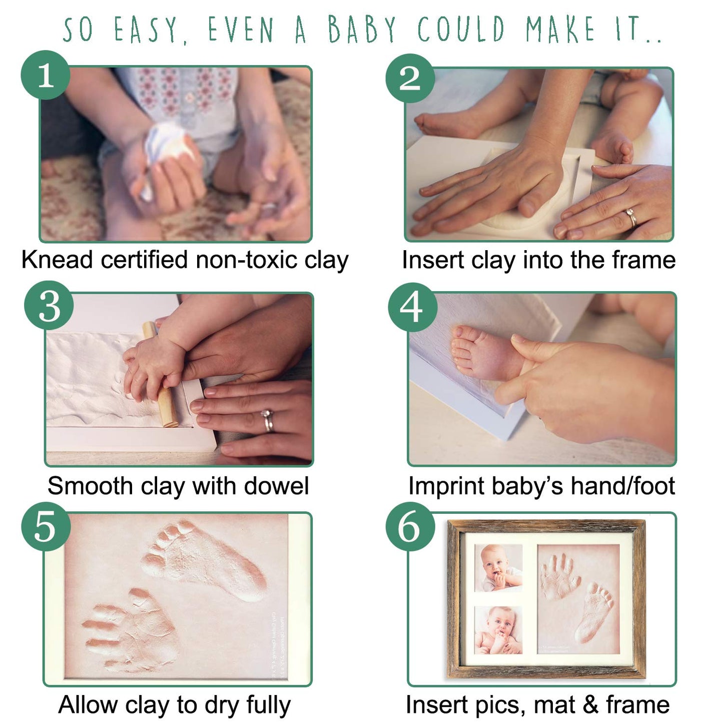 Baby Footprint Kit and Handprint Kit, 3 Month Old Baby Must Have, New Baby Hand Foot Print Kit Baby Keepsake Gift Baby Feet Print Baby Frame Baby Hand Footprint Frame Baby Handprint Kit