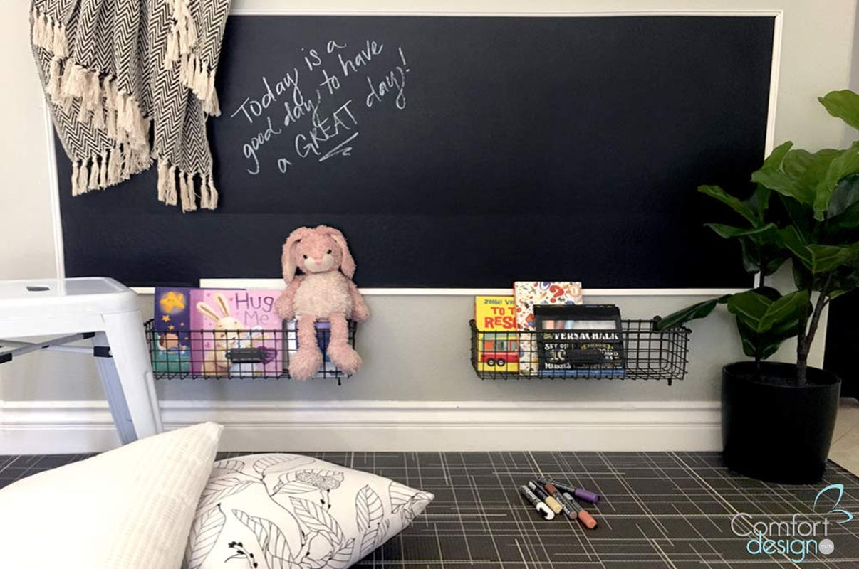| Premium Stylish Foam Floor Mat, Baby Play Mat | Cushy-Soft & Thick, Easy-To-Clean, Hypoallergenic, Non-Toxic, Pet-Friendly | One Piece - Large Black Linen
