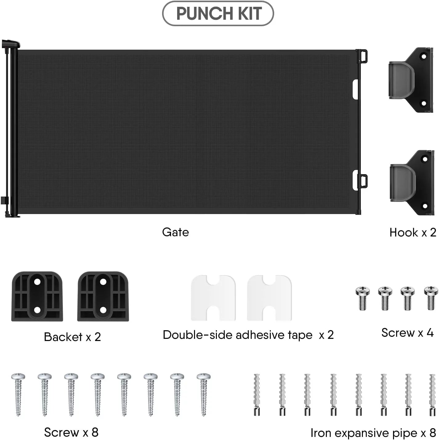 Retractable Baby Gates, Baby Gate for Stairs Extra Wide 59” X 33” Tall for Kids or Pets Indoor and Outdoor Dog Gates for Doorways, Stairs, Hallways (33 * 71 Inches, Black & Drill)