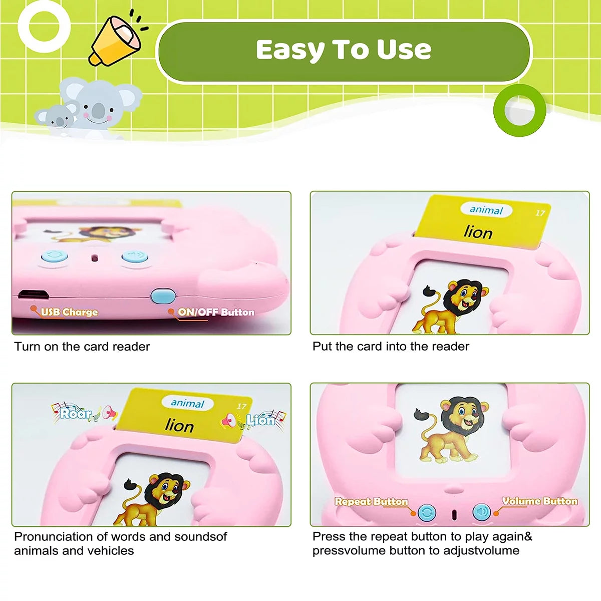 DAKOMM Toddler Educational Interactive Flash Cards with 224 Sight Word