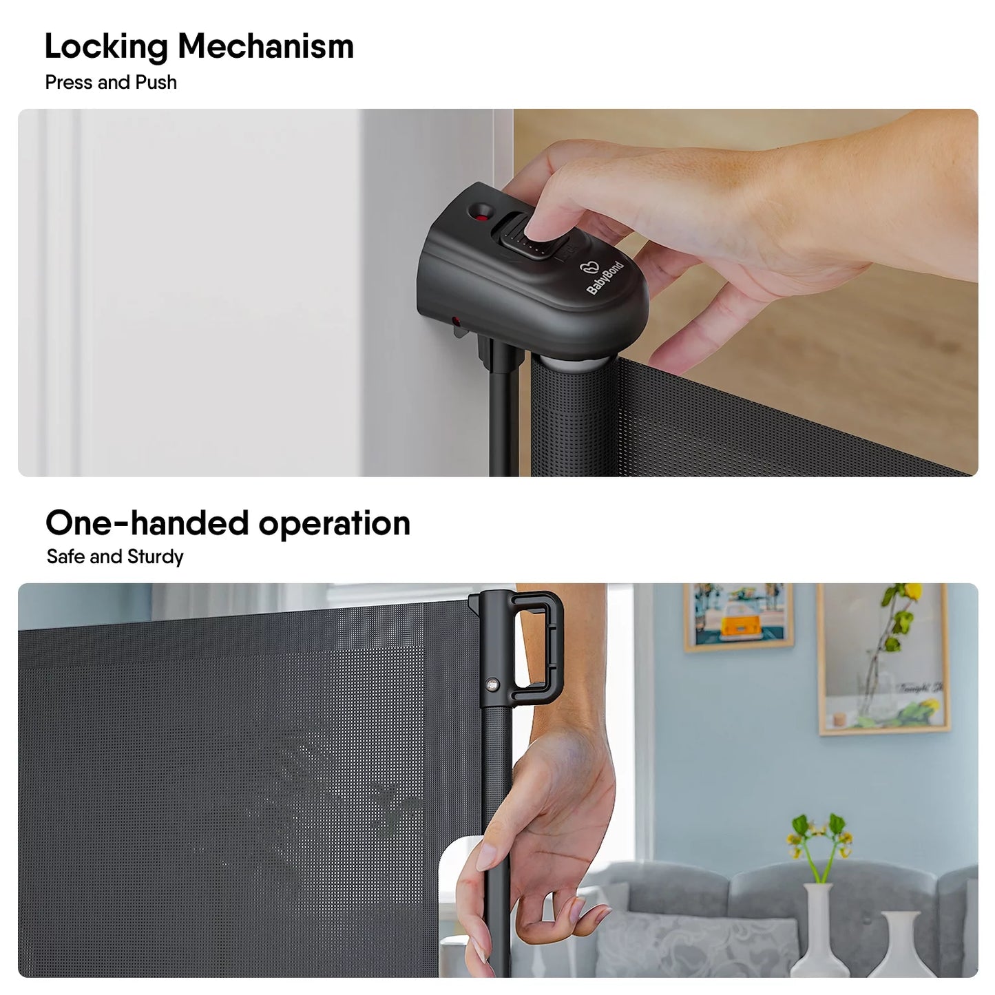 Retractable Baby Gates, Baby Gate for Stairs Extra Wide 59” X 33” Tall for Kids or Pets Indoor and Outdoor Dog Gates for Doorways, Stairs, Hallways (33 * 71 Inches, Black & Drill)