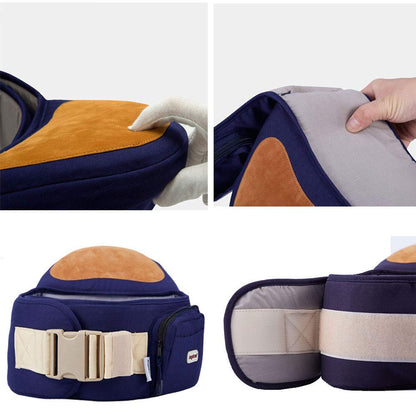 Baby Infant Hip Seat Carrier with Pockets, Lightweight Toddler Waist Stool Seat Belt Carrier (Blue)