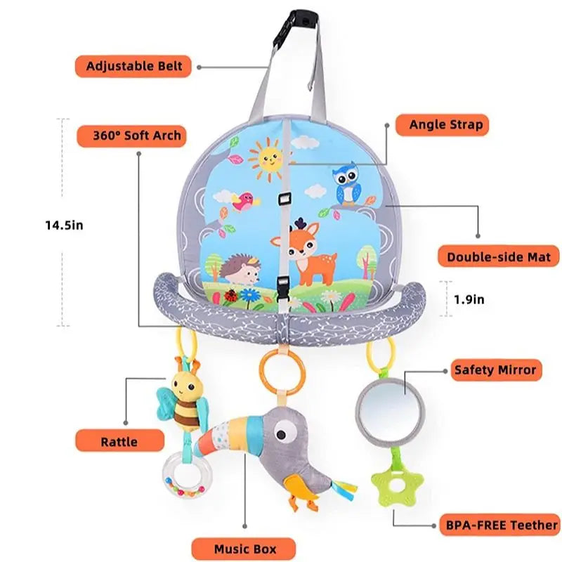 Baby Car Seat Toys Mirror Infant Activity Center for Car Seat Crib Stroller Rear Facing Car Seat Toy Hanging Toys for Baby 0 12M