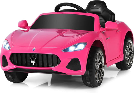 Pink Ride on Car, Licensed Maserati Grancabrio, 12V Battery Powered Motorized Vehicle W/Remote Control, Spring Suspension, Double Doors, Lights, 4 Wheel Electric Vehicle for Kids(Pink)