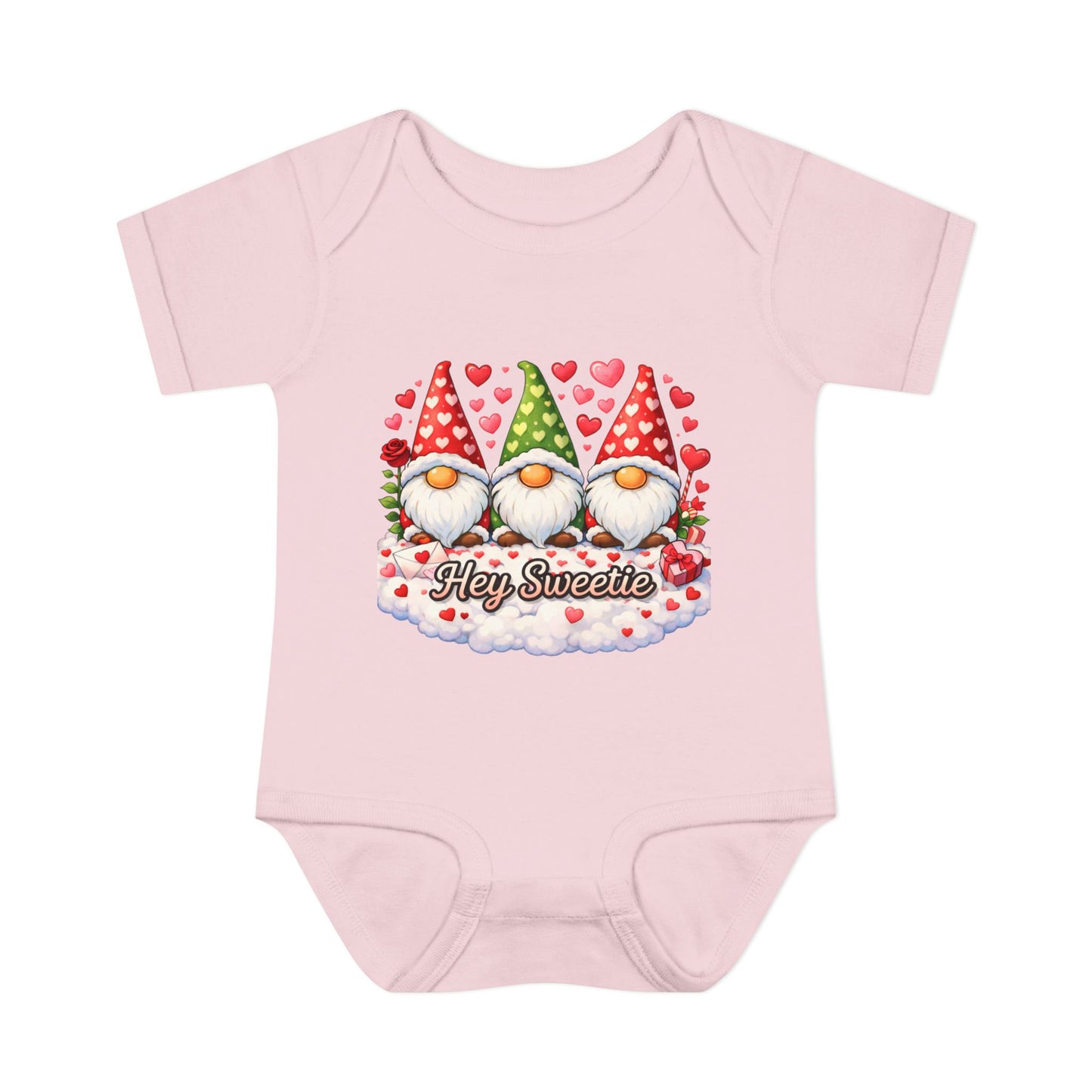 Valentine Gnome Baby Bodysuit — "Hey Sweetie" Infant Onesie