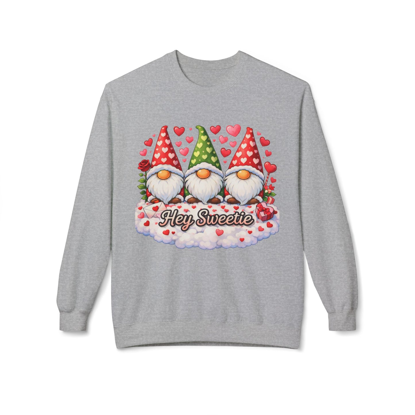 Valentine Gnome Sweatshirt - 'Hey Sweetie' Cozy Crewneck