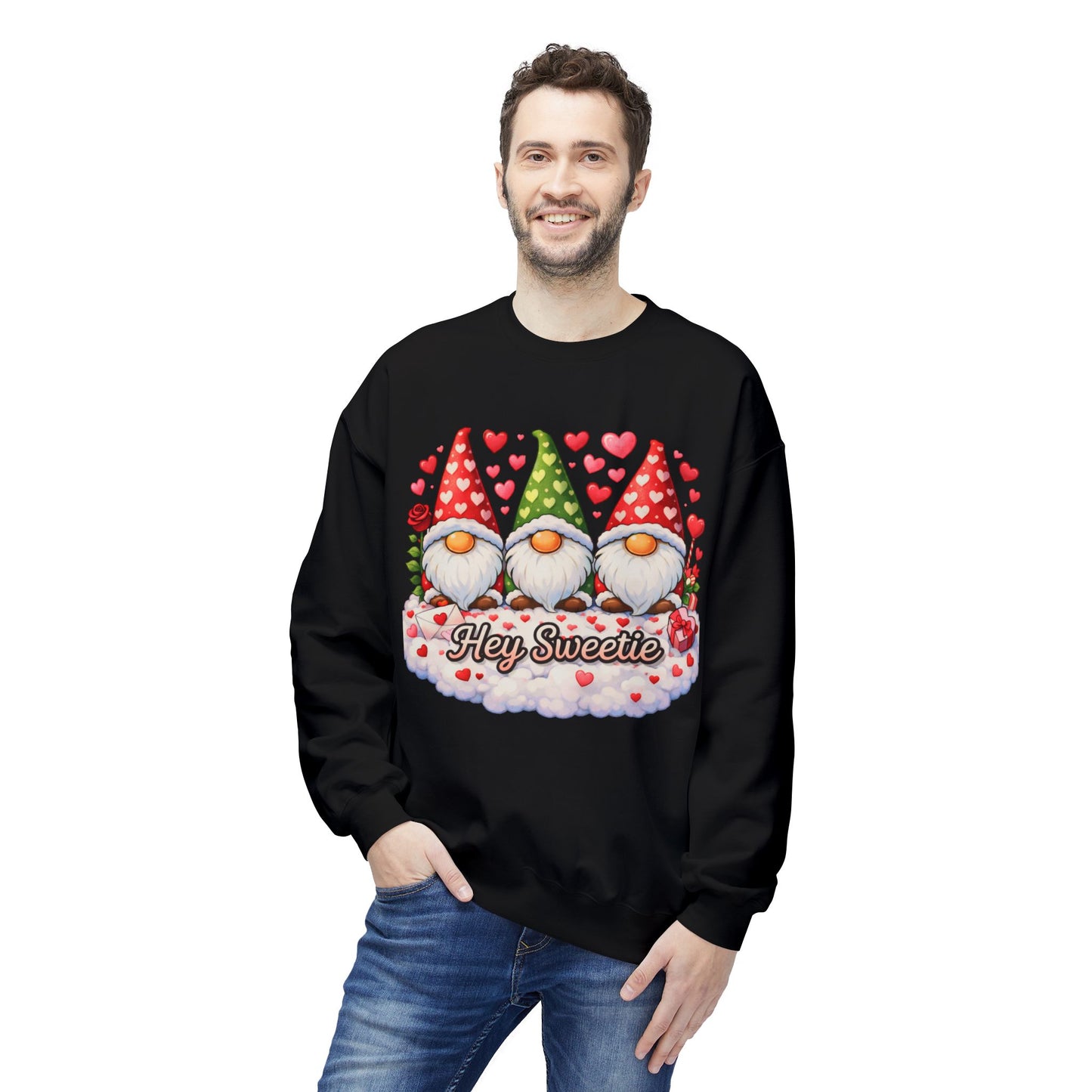 Valentine Gnome Sweatshirt - 'Hey Sweetie' Cozy Crewneck