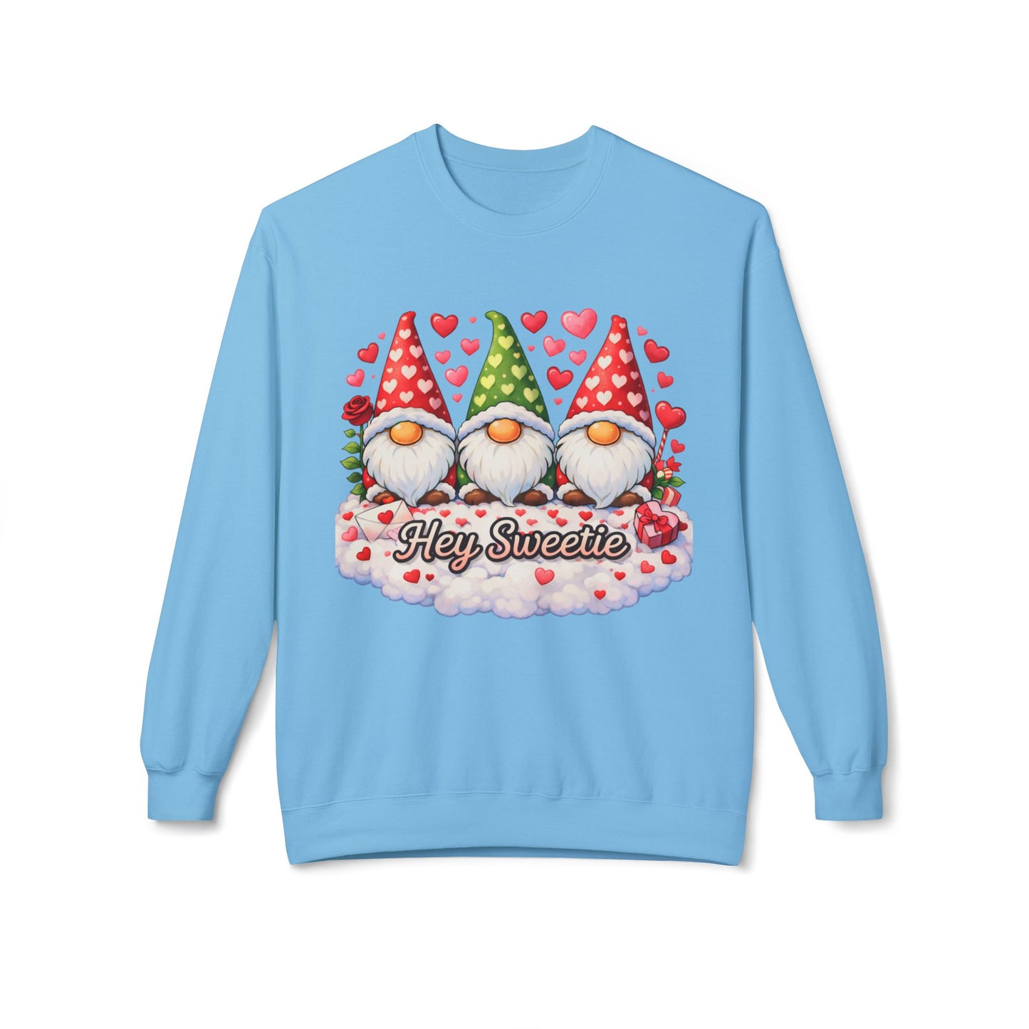 Valentine Gnome Sweatshirt - 'Hey Sweetie' Cozy Crewneck