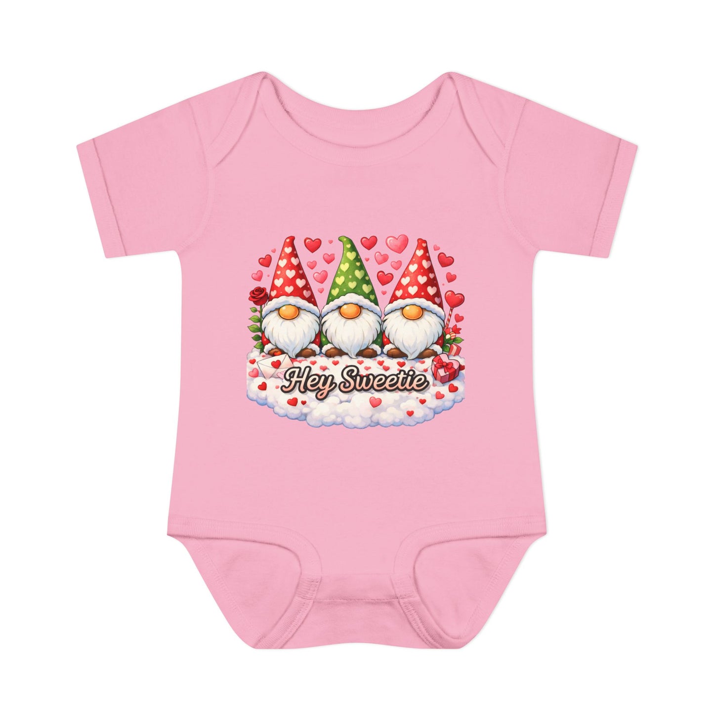 Valentine Gnome Baby Bodysuit — "Hey Sweetie" Infant Onesie