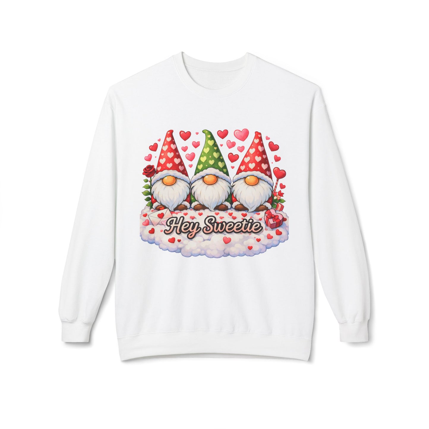 Valentine Gnome Sweatshirt - 'Hey Sweetie' Cozy Crewneck