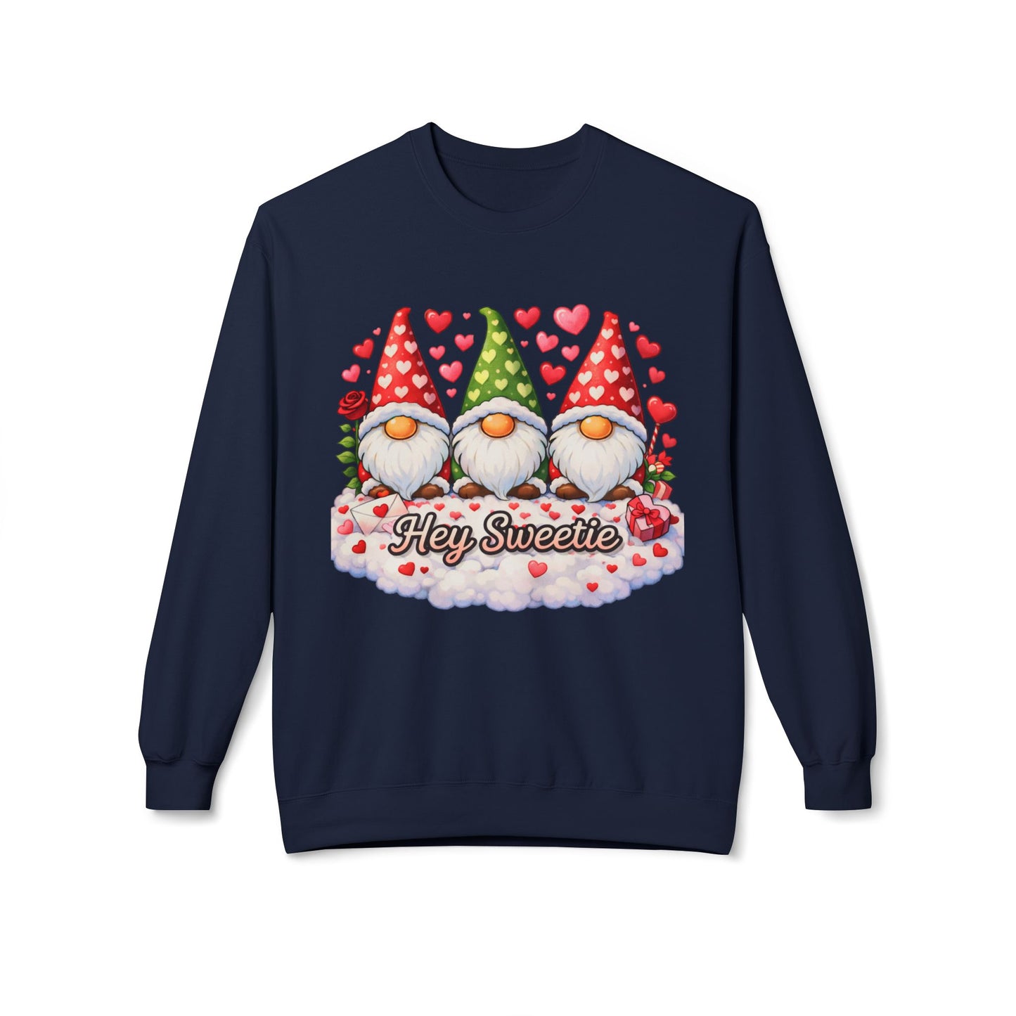 Valentine Gnome Sweatshirt - 'Hey Sweetie' Cozy Crewneck