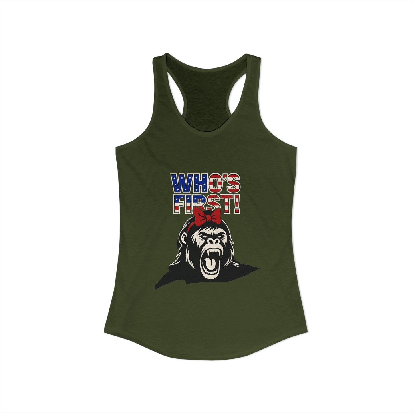 Women's “Who’s First” Athletic Racerback Tank Top