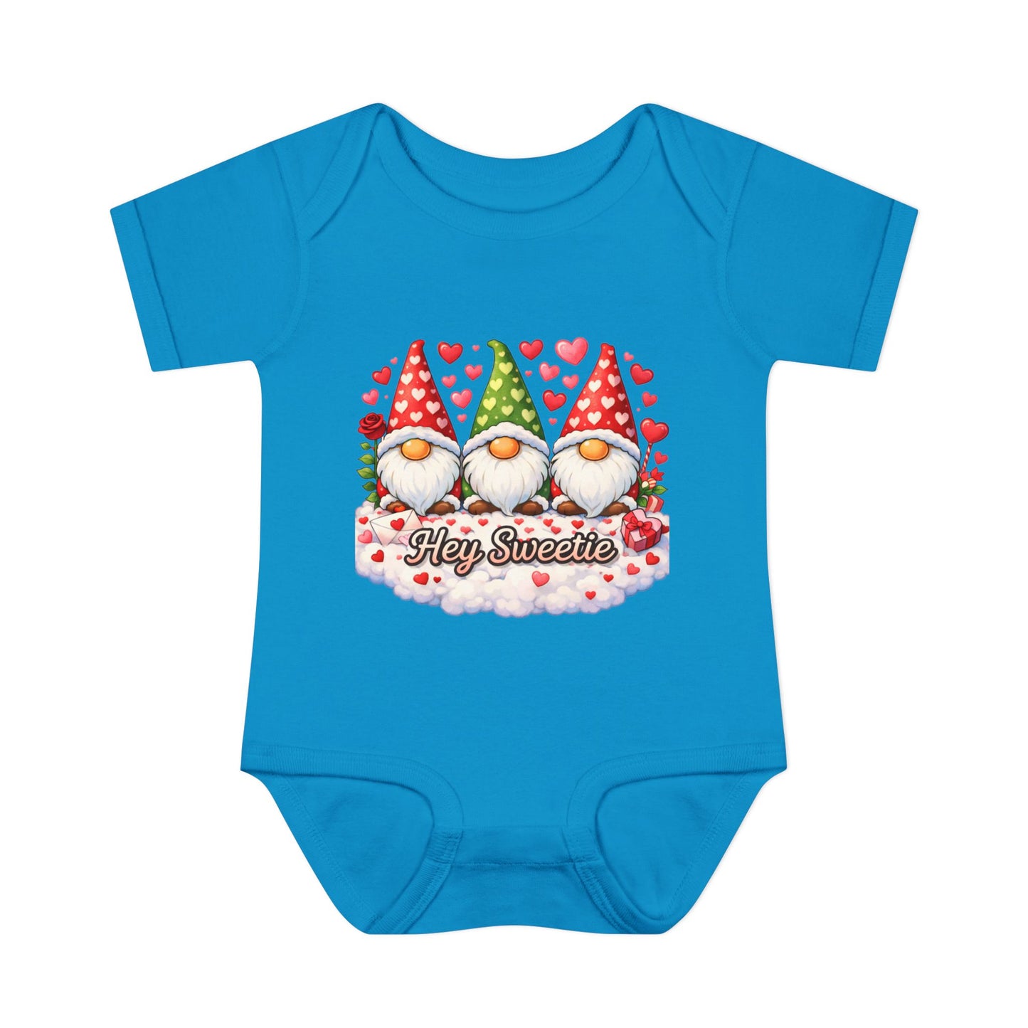 Valentine Gnome Baby Bodysuit — "Hey Sweetie" Infant Onesie