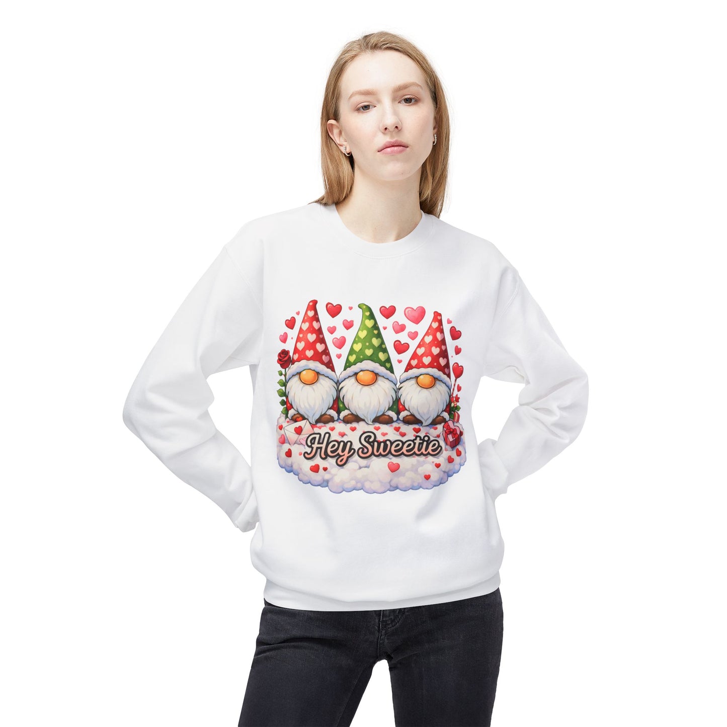 Valentine Gnome Sweatshirt - 'Hey Sweetie' Cozy Crewneck