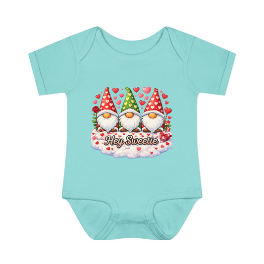 Valentine Gnome Baby Bodysuit — "Hey Sweetie" Infant Onesie