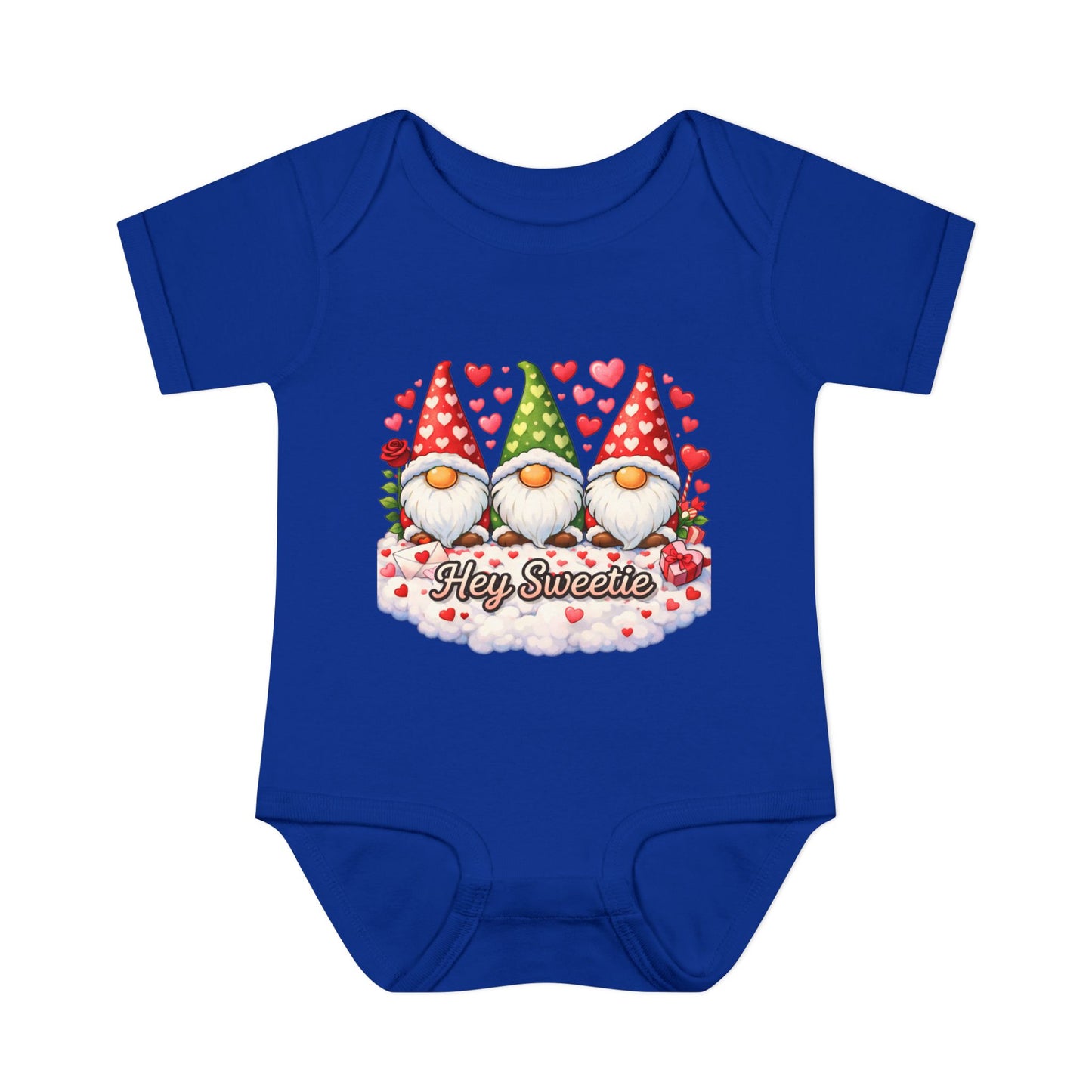 Valentine Gnome Baby Bodysuit — "Hey Sweetie" Infant Onesie