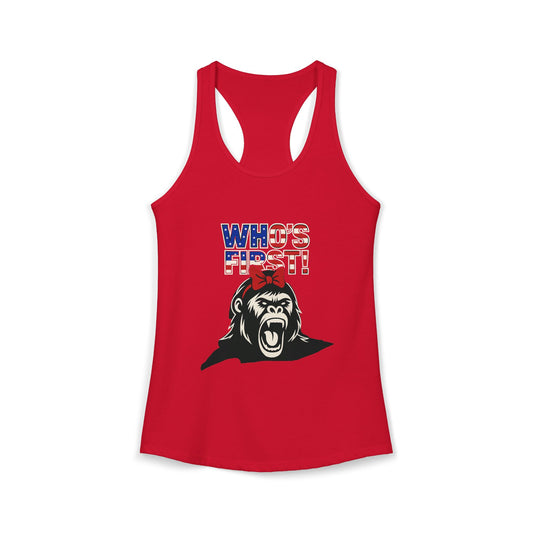 Women's “Who’s First” Athletic Racerback Tank Top