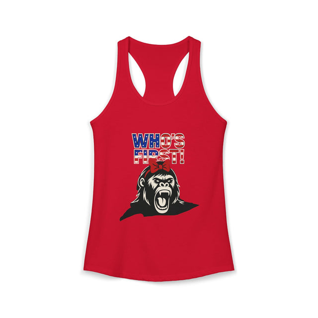 Women's “Who’s First” Athletic Racerback Tank Top
