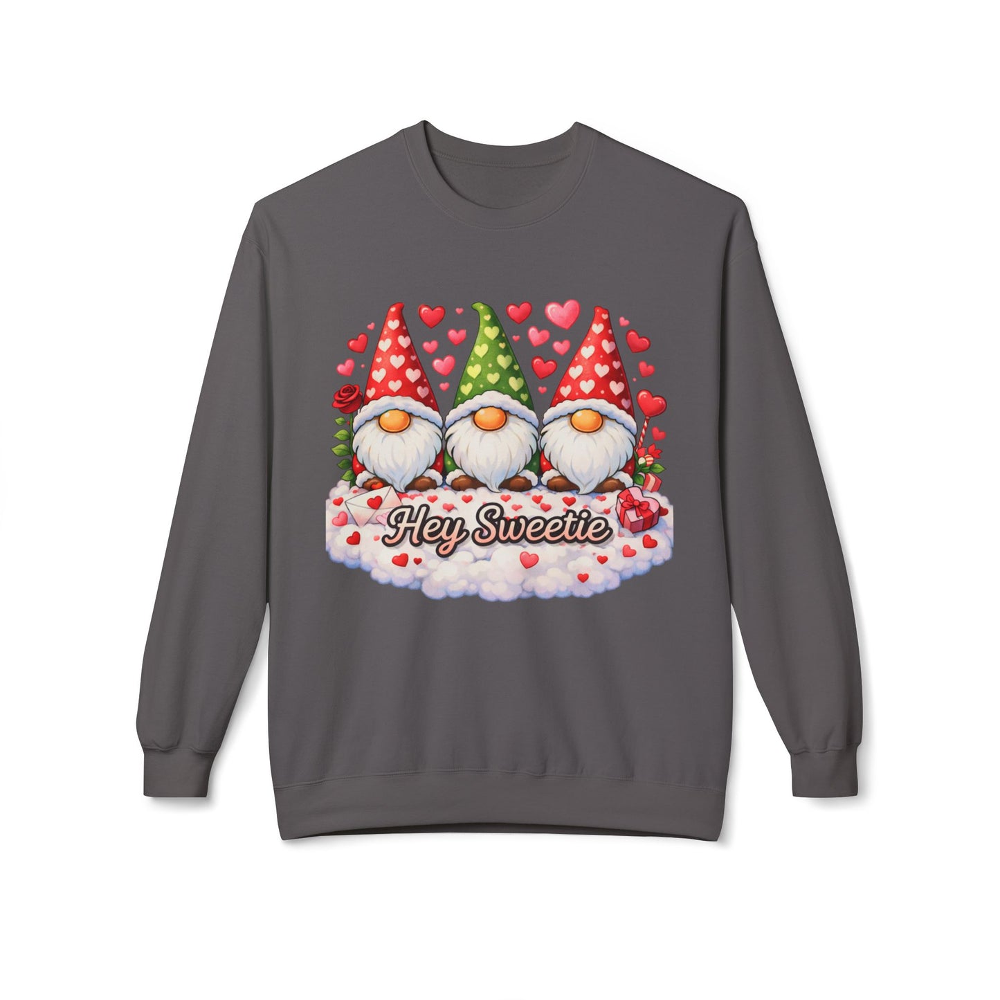 Valentine Gnome Sweatshirt - 'Hey Sweetie' Cozy Crewneck