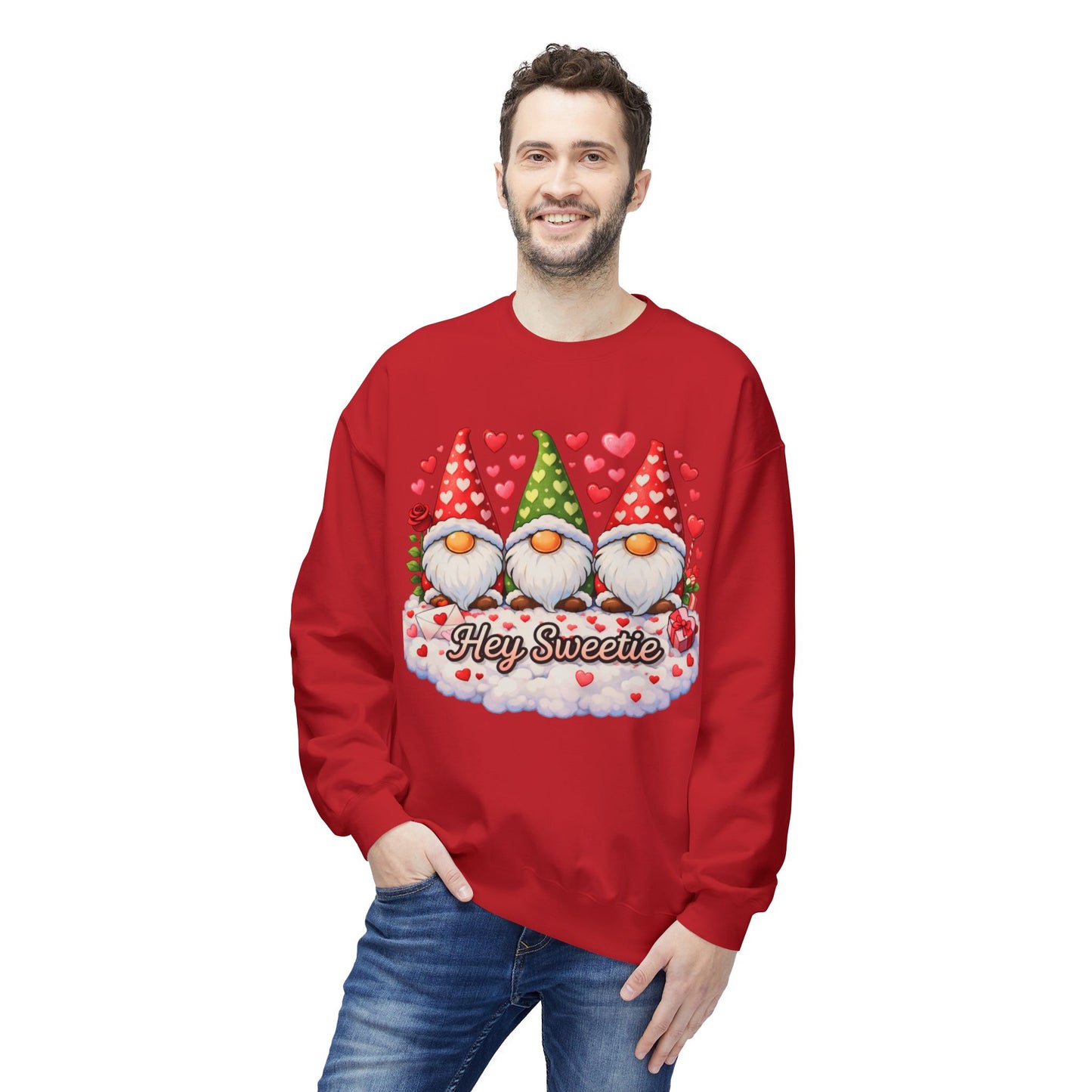 Valentine Gnome Sweatshirt - 'Hey Sweetie' Cozy Crewneck