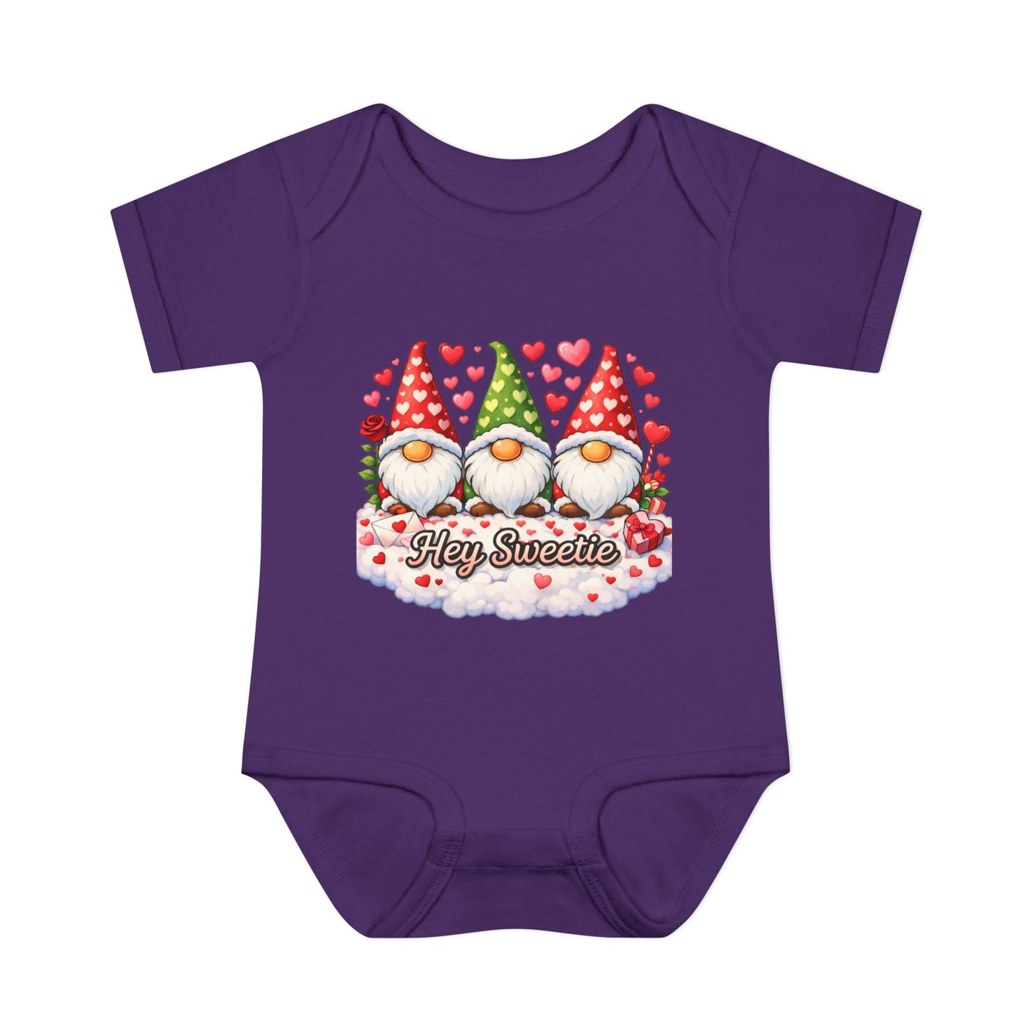Valentine Gnome Baby Bodysuit — "Hey Sweetie" Infant Onesie