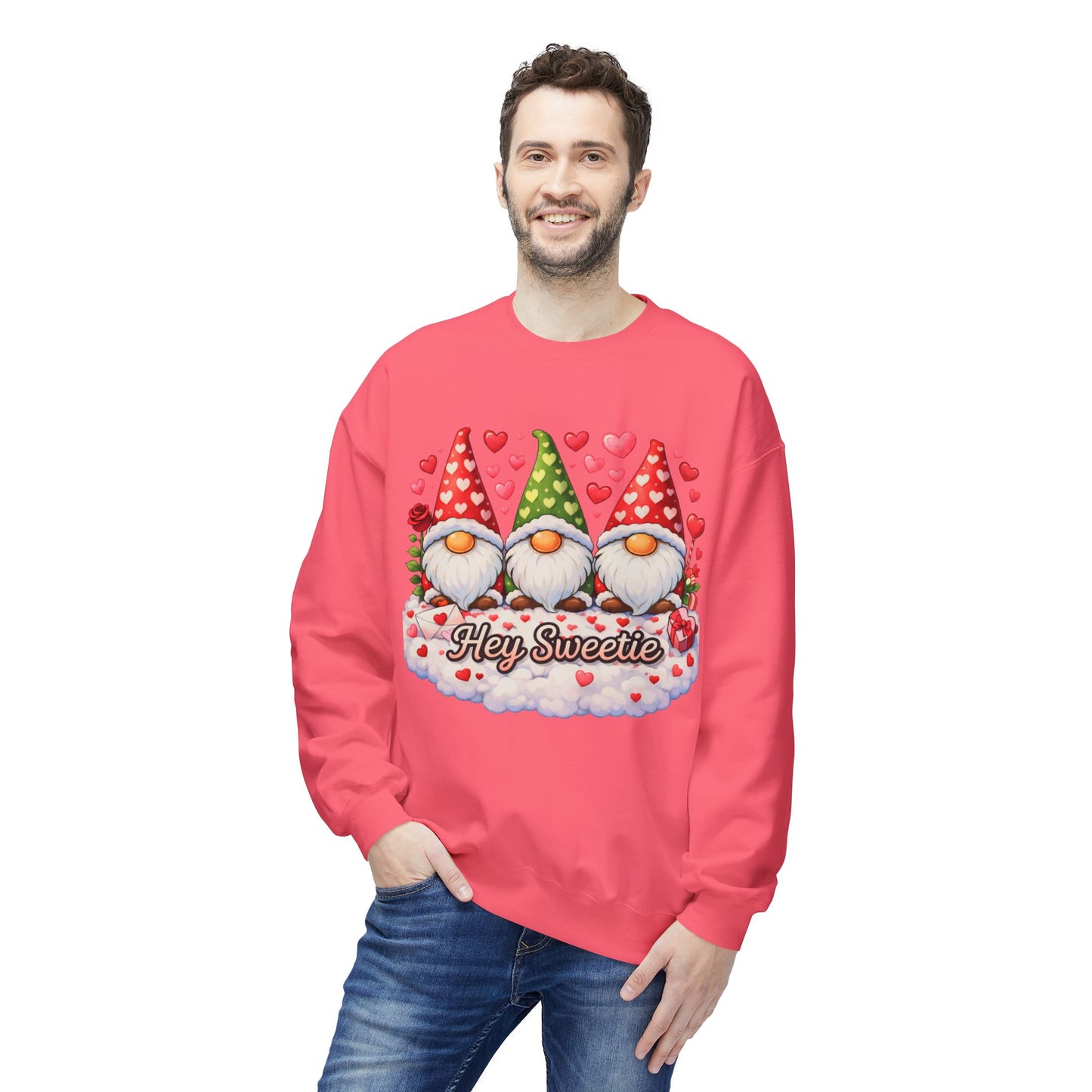 Valentine Gnome Sweatshirt - 'Hey Sweetie' Cozy Crewneck