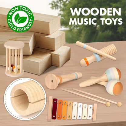 Baby Musical Instruments, Wooden Percussion Instruments Toddler Toys, Preschool Educational Toys for 1-3 Year Old Girls Boys Birthday Gifts