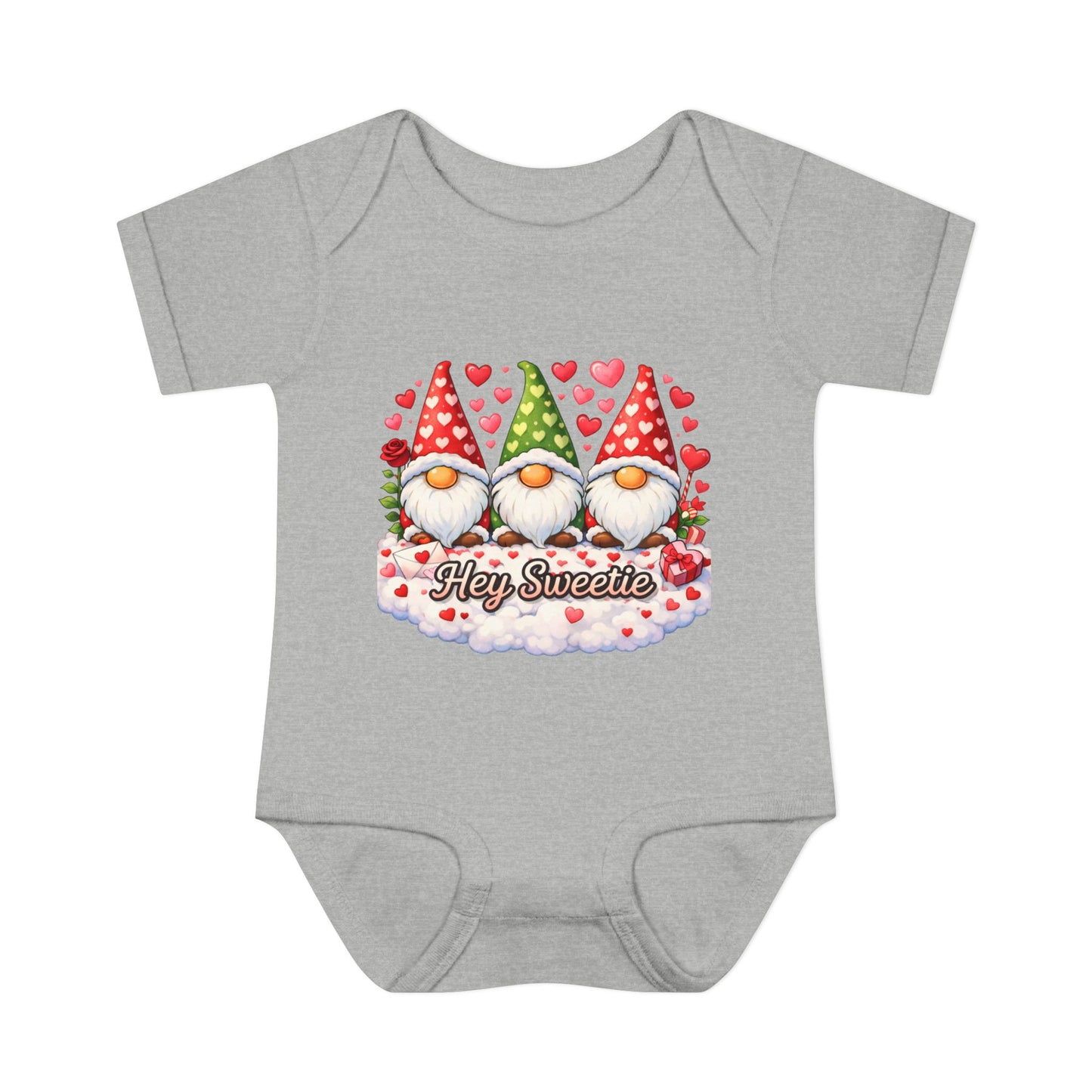 Valentine Gnome Baby Bodysuit — "Hey Sweetie" Infant Onesie