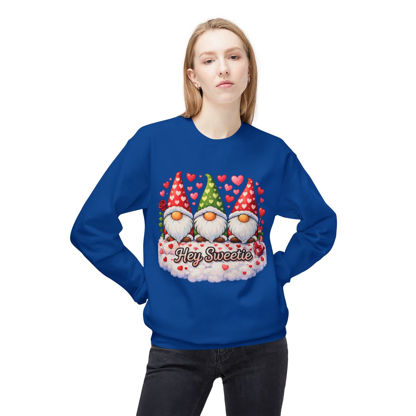 Valentine Gnome Sweatshirt - 'Hey Sweetie' Cozy Crewneck