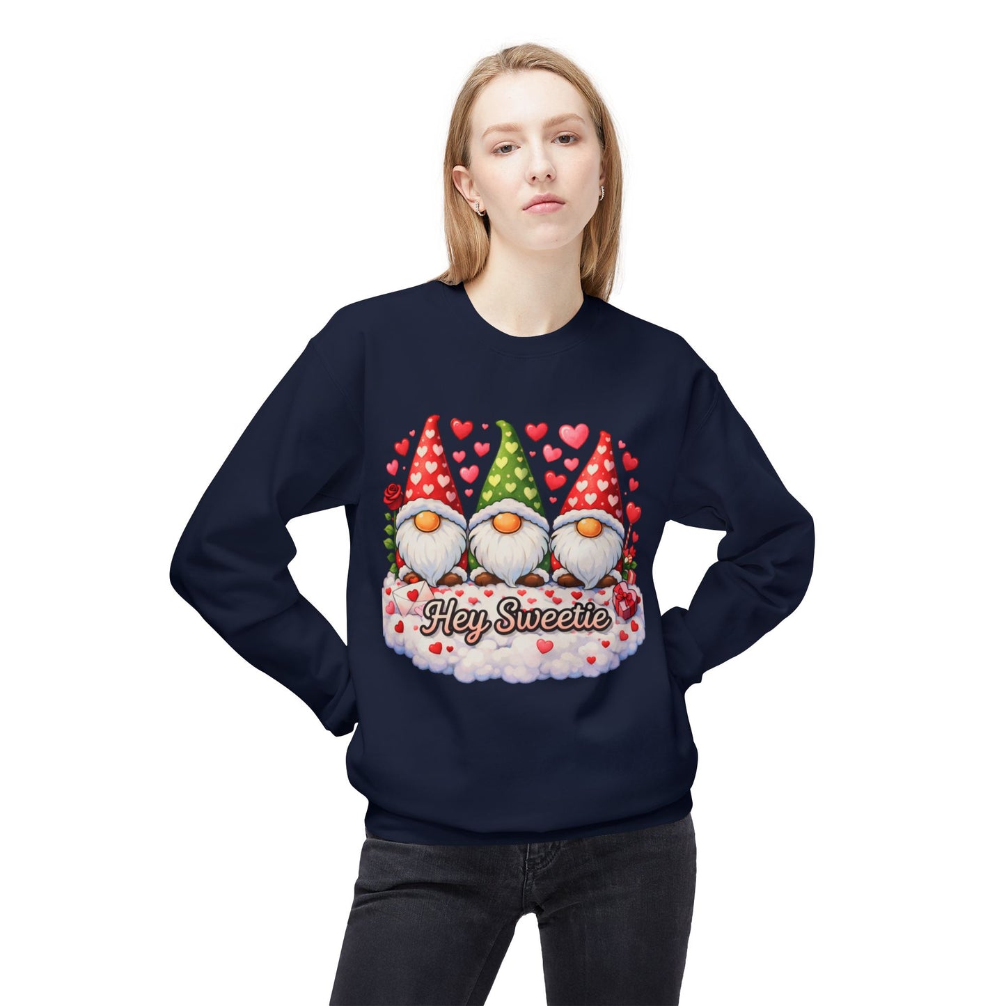 Valentine Gnome Sweatshirt - 'Hey Sweetie' Cozy Crewneck