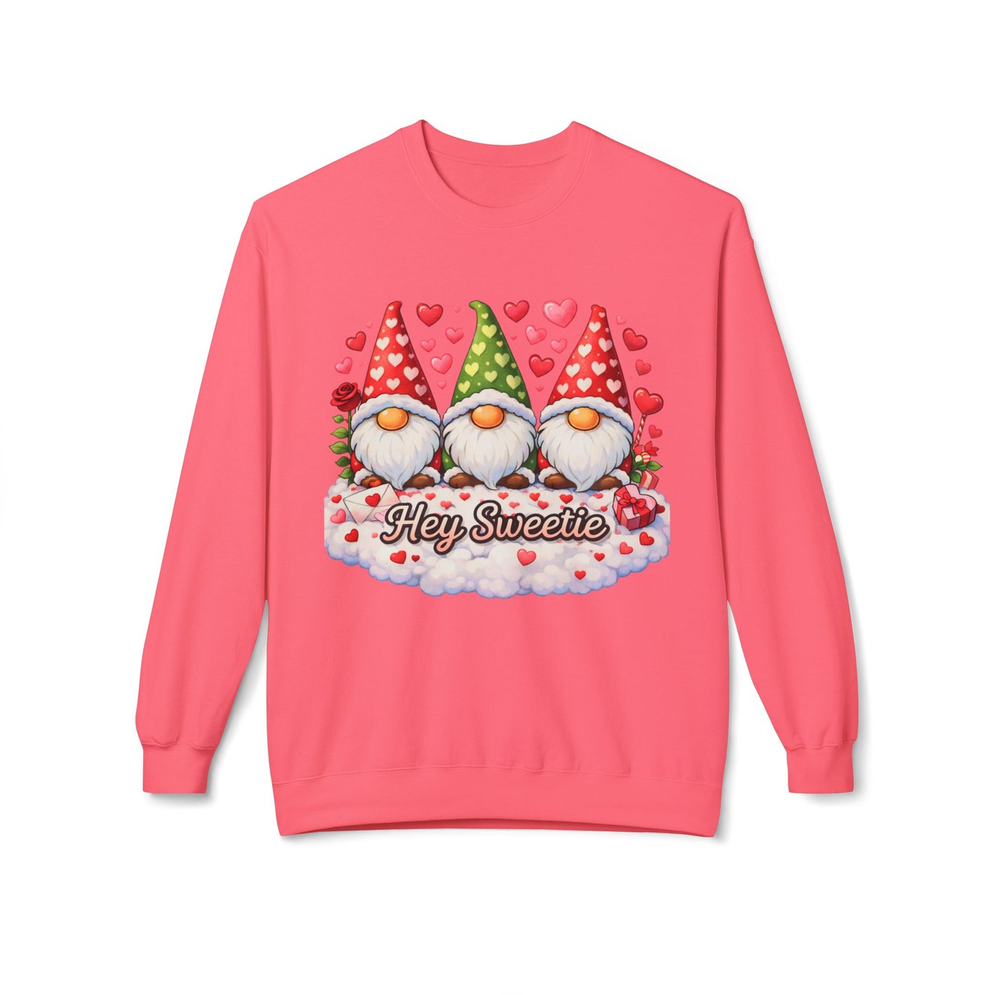 Valentine Gnome Sweatshirt - 'Hey Sweetie' Cozy Crewneck