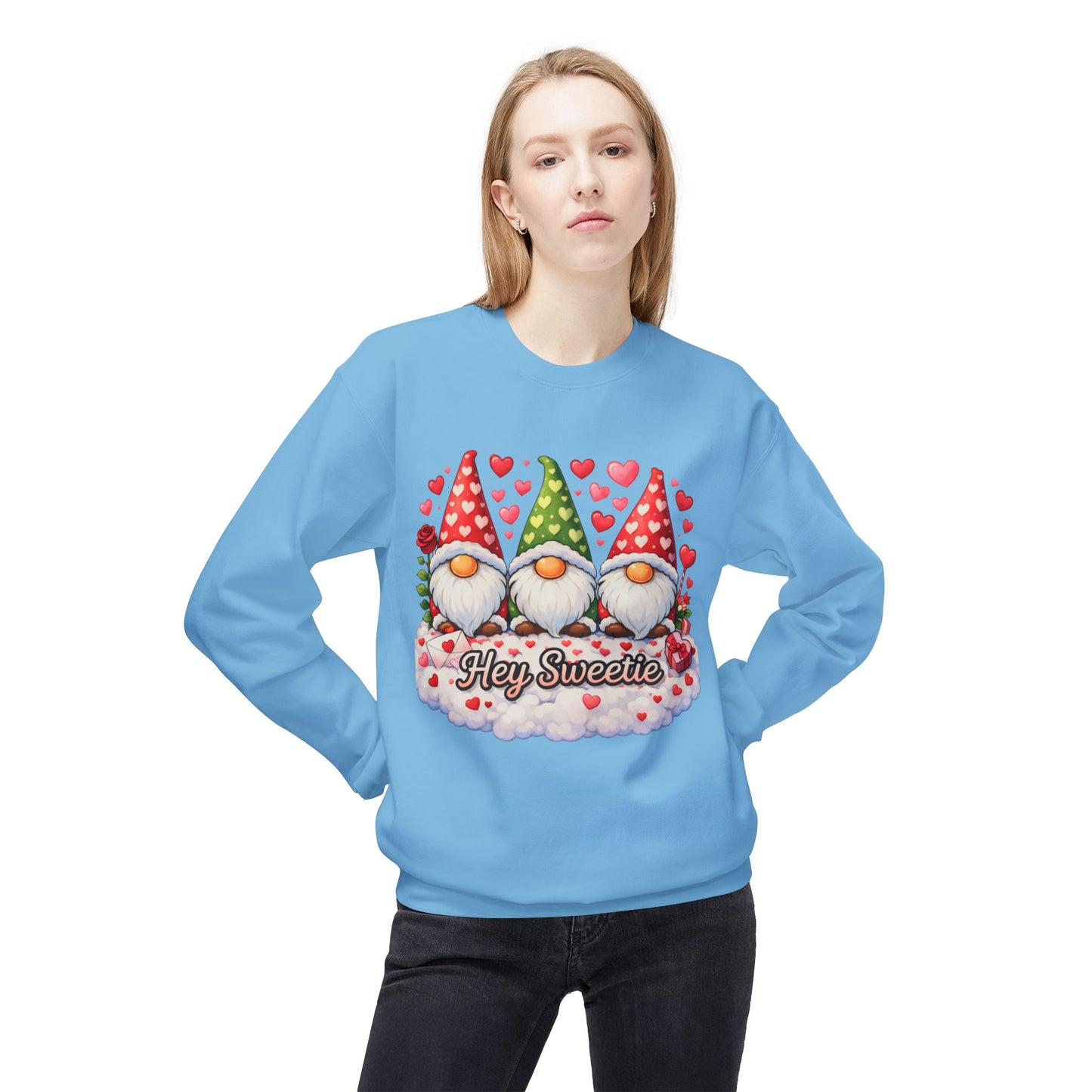 Valentine Gnome Sweatshirt - 'Hey Sweetie' Cozy Crewneck