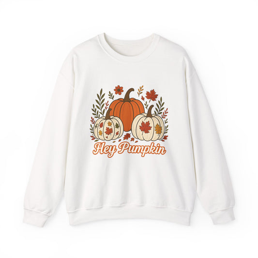 Hey Pumpkin Fall Sweater, Cozy Autumn Sweatshirt, Unisex Crewneck for Halloween and Thanksgiving