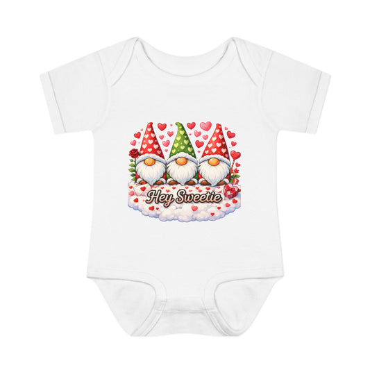 Valentine Gnome Baby Bodysuit — "Hey Sweetie" Infant Onesie