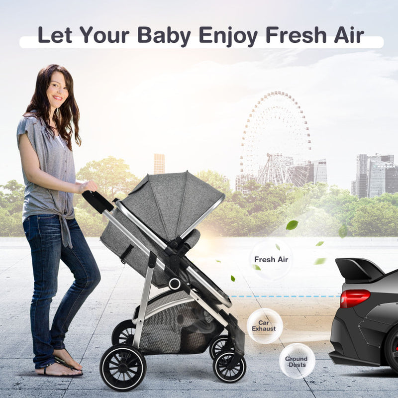 2-In-1 Convertible Baby Stroller with Reversible Seat