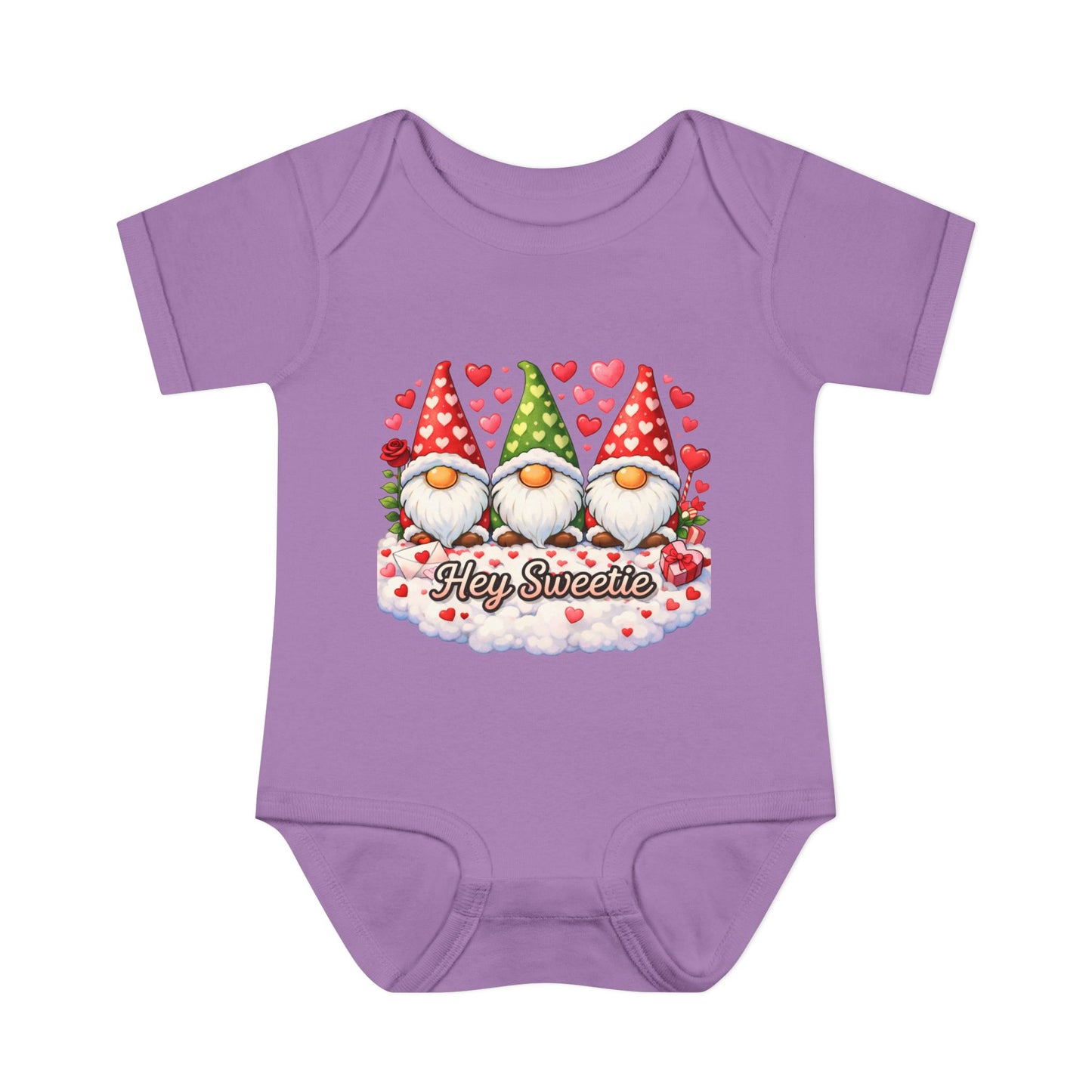 Valentine Gnome Baby Bodysuit — "Hey Sweetie" Infant Onesie