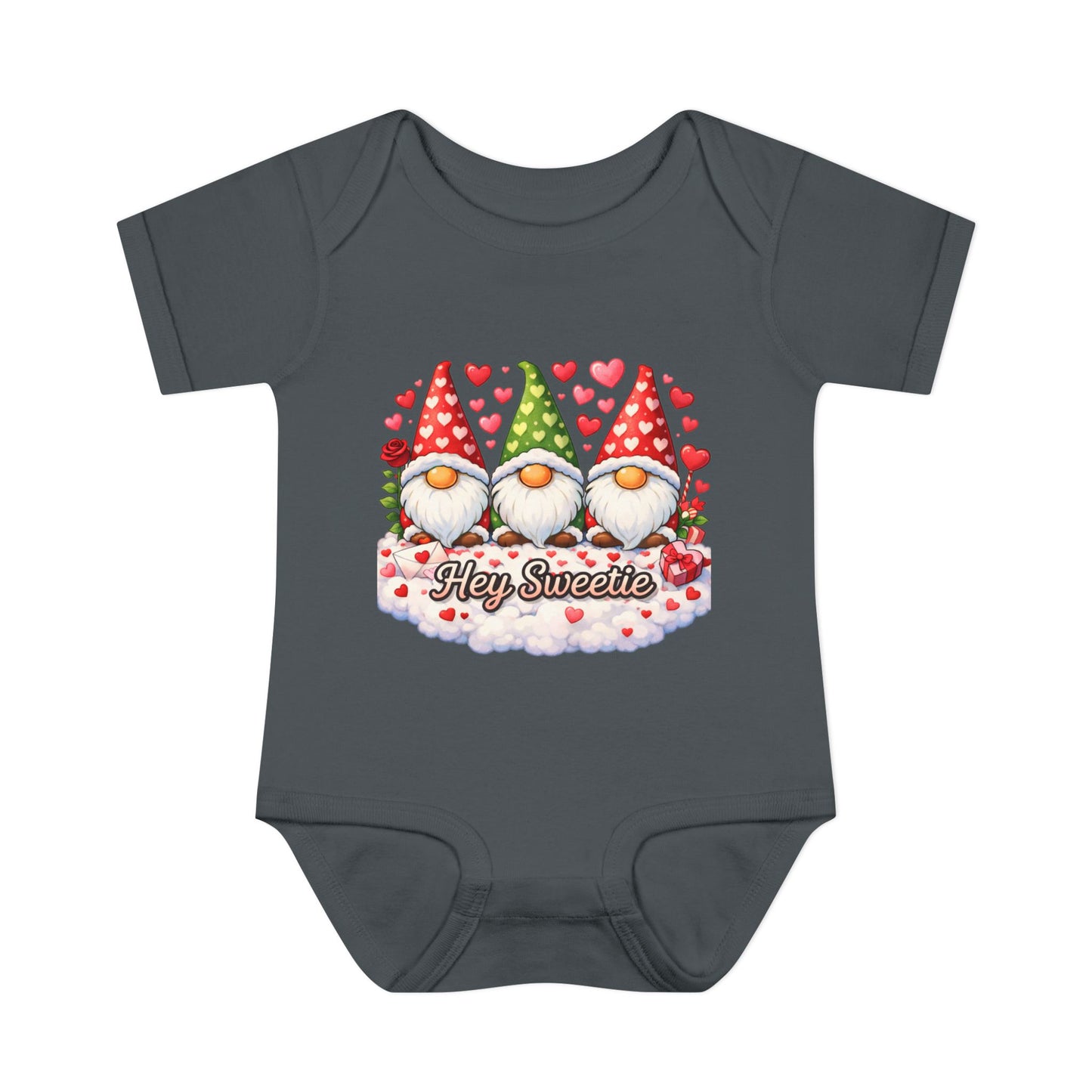 Valentine Gnome Baby Bodysuit — "Hey Sweetie" Infant Onesie