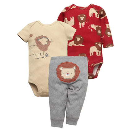 2023 Newborn Baby Clothes Set Soft Cotton Bodysuits+Pants 3Pcs/Lot Baby Boy Outfits Infant Cartoon Baby Clothing Set 6-24M