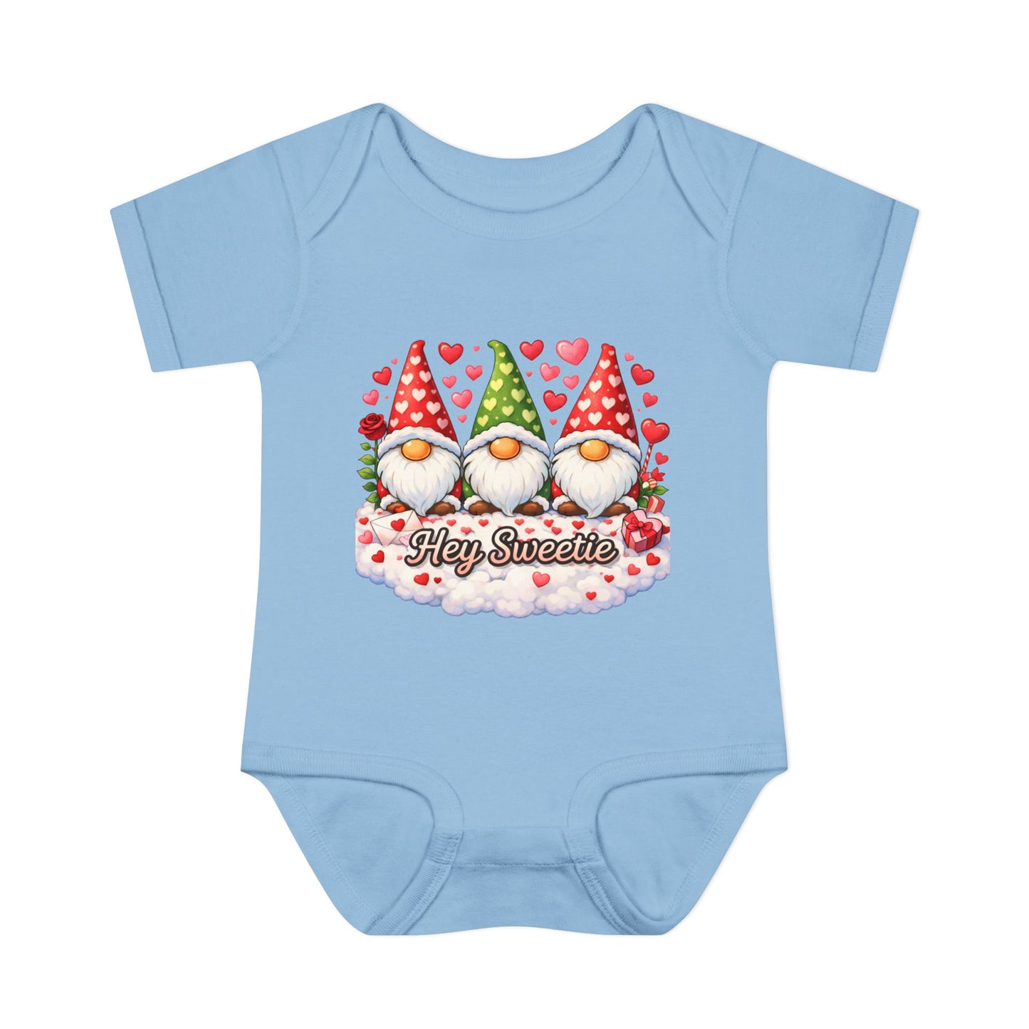 Valentine Gnome Baby Bodysuit — "Hey Sweetie" Infant Onesie
