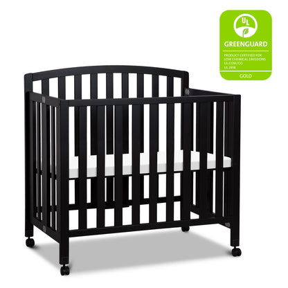 Dylan Folding Portable 3-In-1 Mini Crib and Twin Bed in Ebony