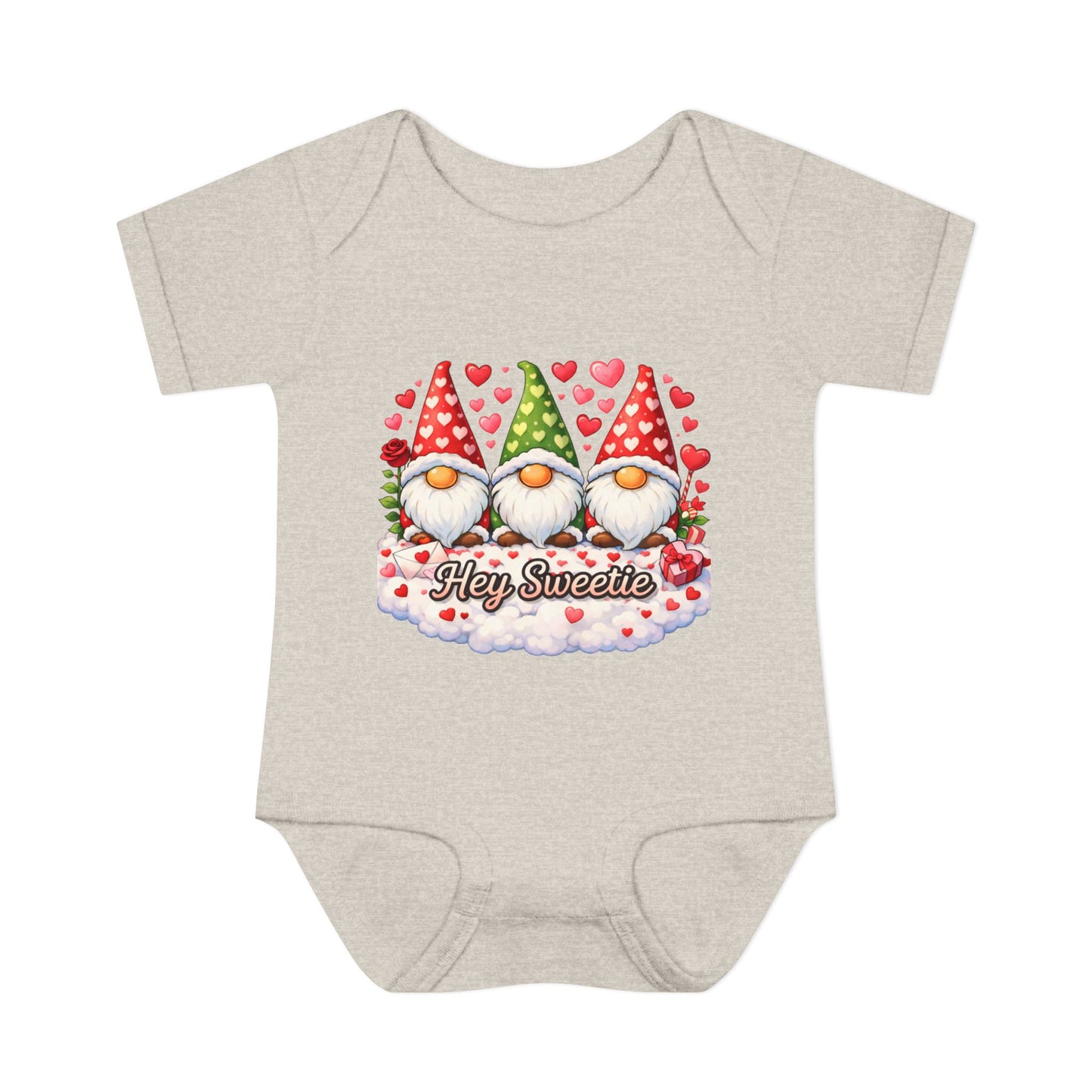 Valentine Gnome Baby Bodysuit — "Hey Sweetie" Infant Onesie