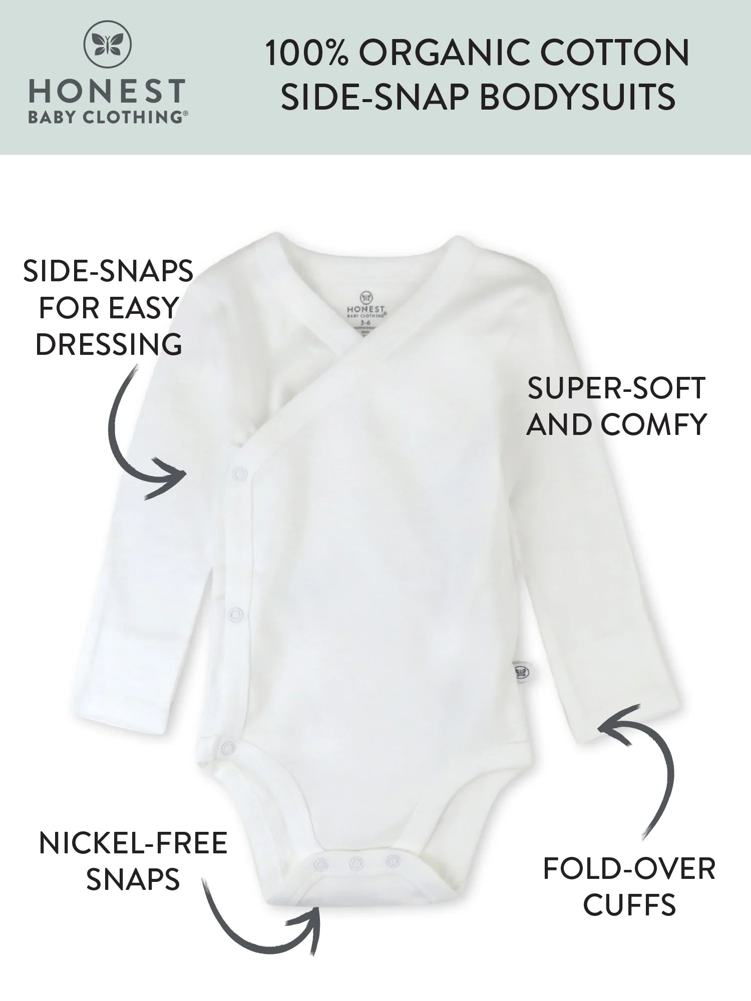 Baby Boy or Girl Gender Neutral Organic Cotton Long Sleeve Bodysuit and Side Snap Long Sleeve Bodysuit, 2 Piece (Preemie-9 Months)