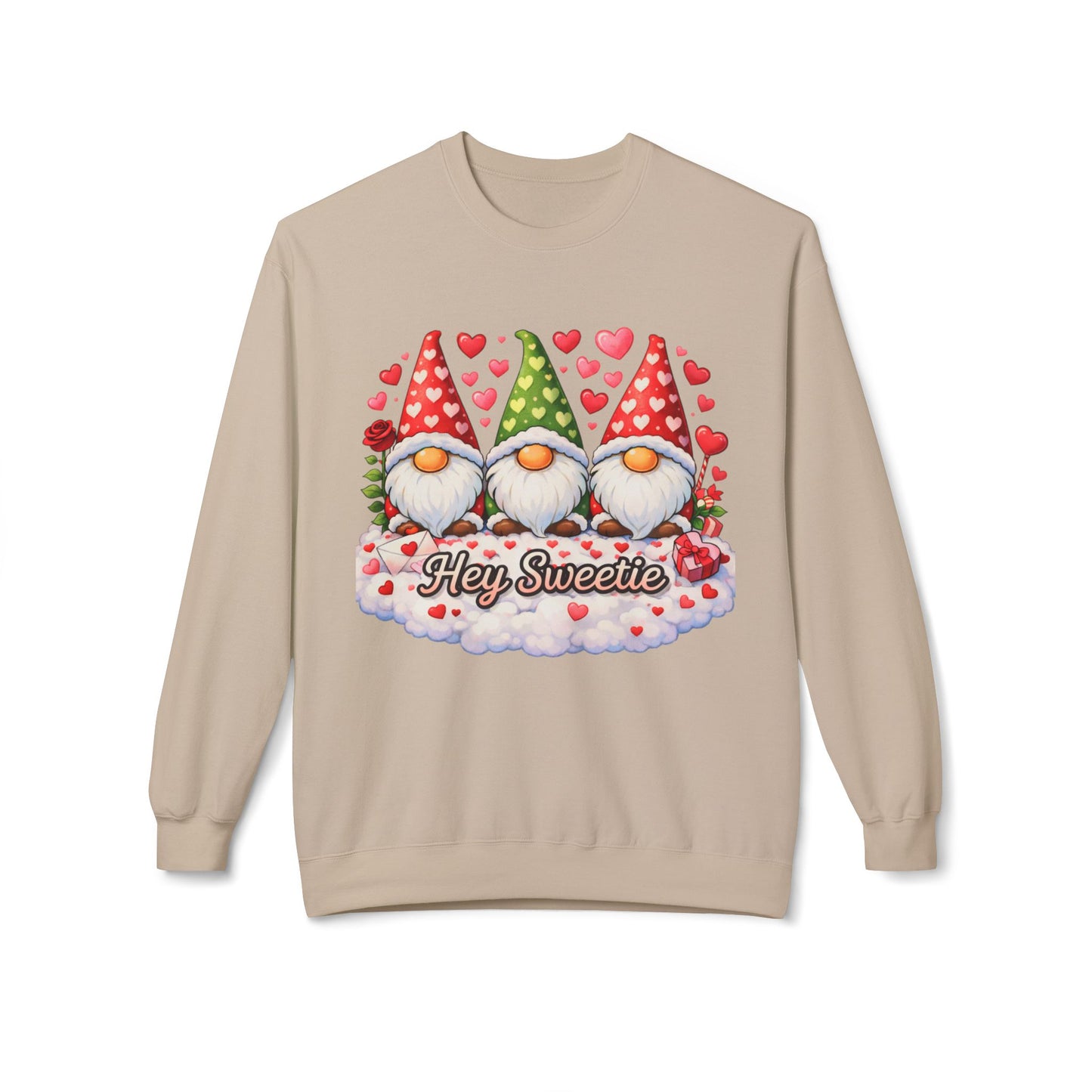 Valentine Gnome Sweatshirt - 'Hey Sweetie' Cozy Crewneck