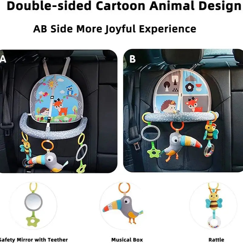 Baby Car Seat Toys Mirror Infant Activity Center for Car Seat Crib Stroller Rear Facing Car Seat Toy Hanging Toys for Baby 0 12M