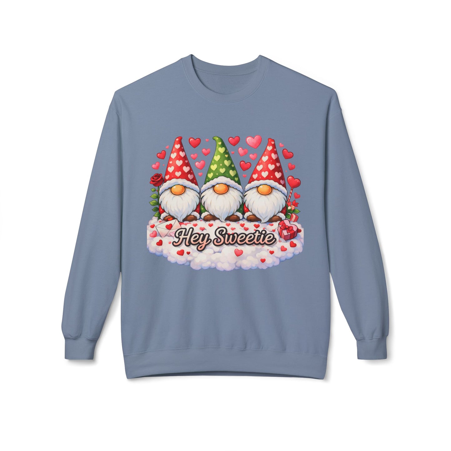 Valentine Gnome Sweatshirt - 'Hey Sweetie' Cozy Crewneck
