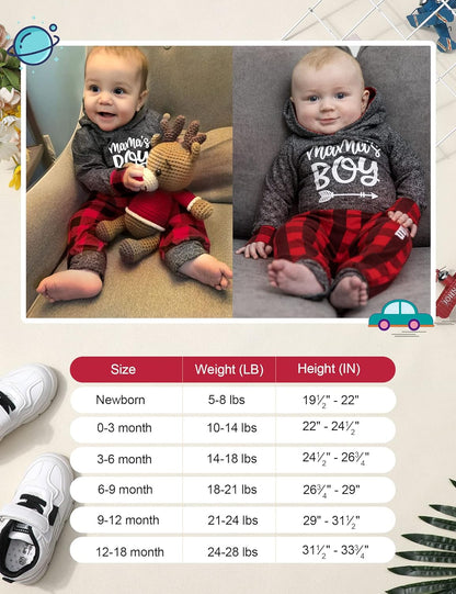 Newborn Baby Boy Clothes Plaid Letter Print Long Sleeve Hoodies + Long Pants 2PCS Fall Winter Outfits Set