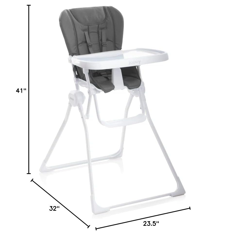 Nook High Chair Featuring Four-Position Adjustable Swing Open Tray, and Removable, Dishwasher-Safe Tray Insert for Easy Cleaning - Folds down Flat for Easy Storage (Charcoal)