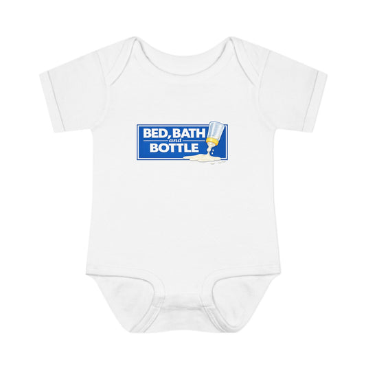 Infant Bodysuit - "Bed, Bath & Bottle" Funny Baby Graphic Romper