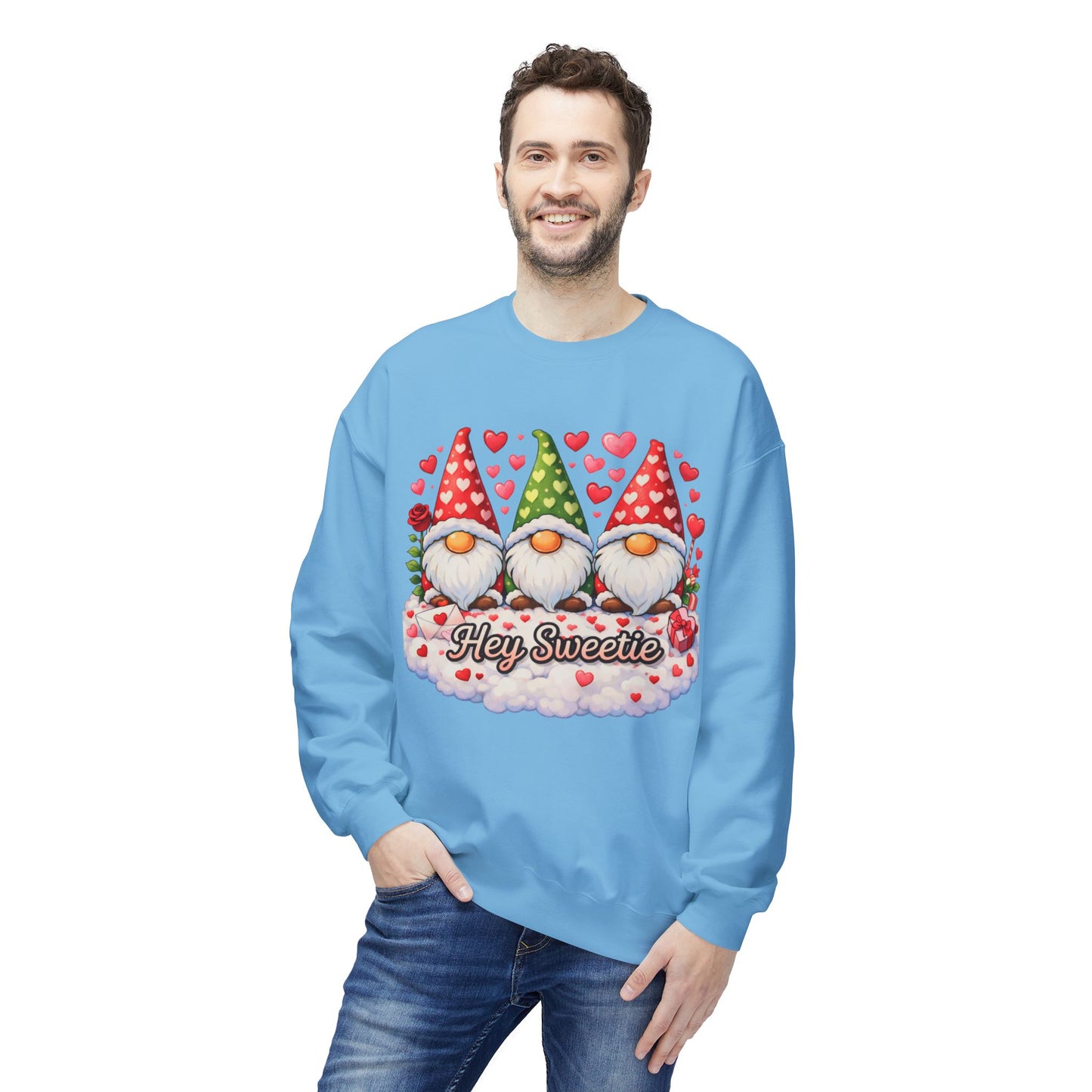 Valentine Gnome Sweatshirt - 'Hey Sweetie' Cozy Crewneck